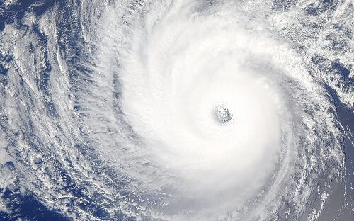 Huge hurricane over Pacific Ocean. Satellite photo.